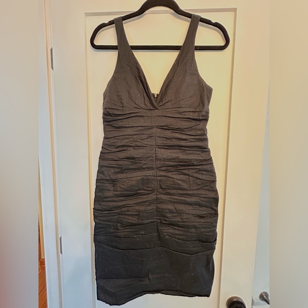 Nicole Miller Black Ruched Mini Dress